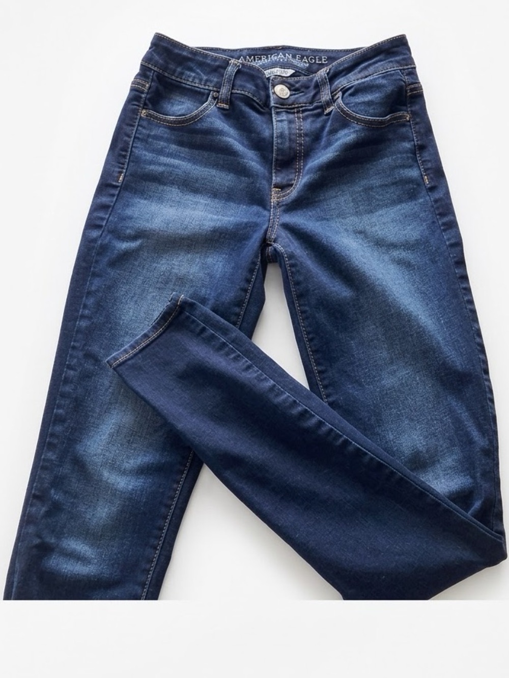 American Eagle Hi Rise Jegging Super Stretch Dark Wash Skinny Jeans Size 2 Long